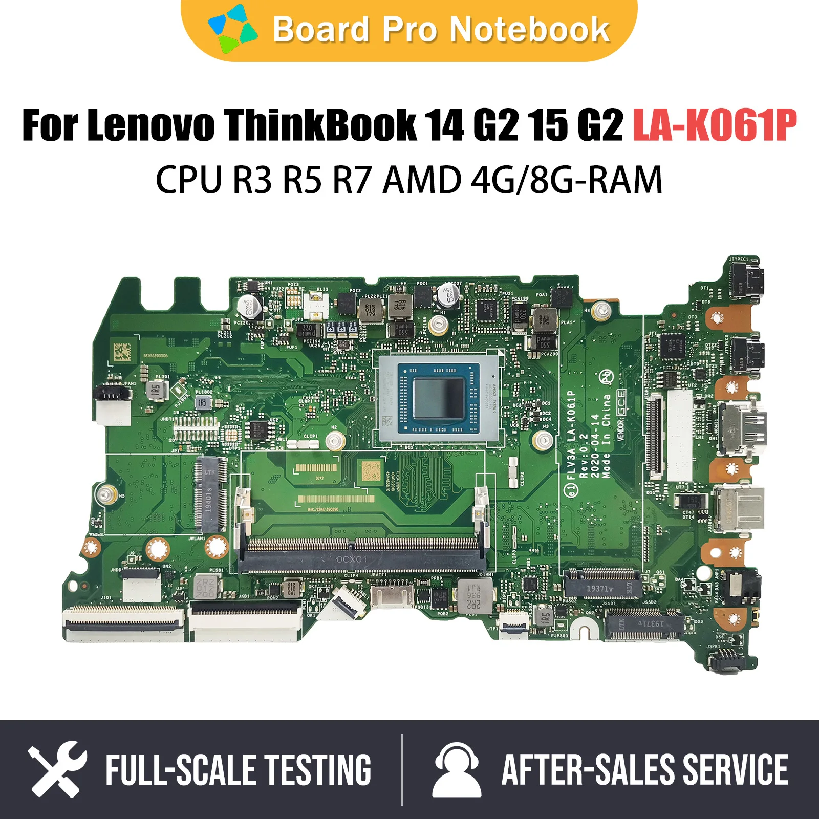 

LA-K061P Mainboard For Lenovo ThinkBook 14 G2 14 G3 15 G2 Laptop Motherboard CPU R3 AMD 4G 8G-RAM 5B21C22440 5B21C22443