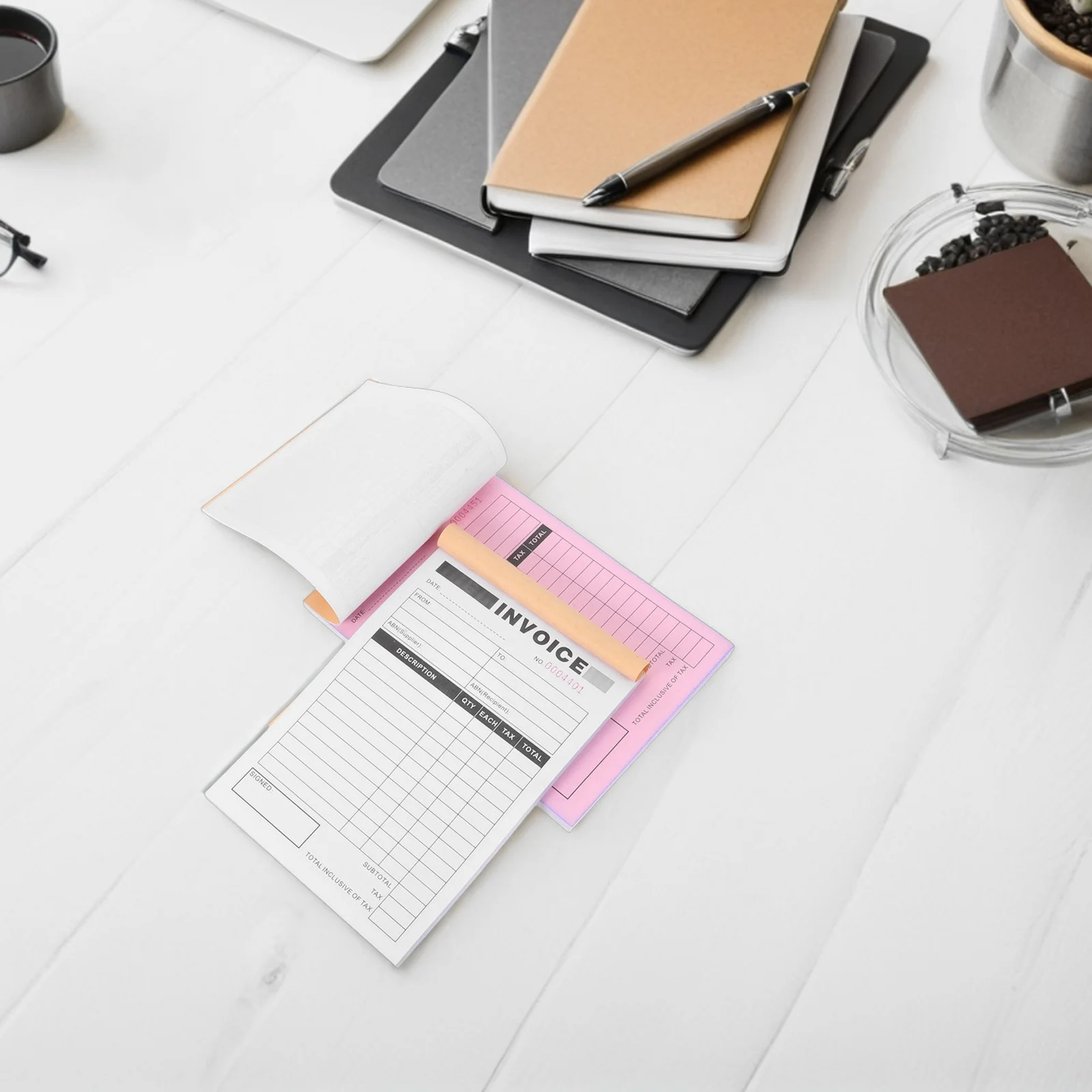 

5Pcs Duplicate Invoice Delivery Note Order Receipt Book Builtin Writing Board Small Business Receipt Holder Spike Memo Duplicate