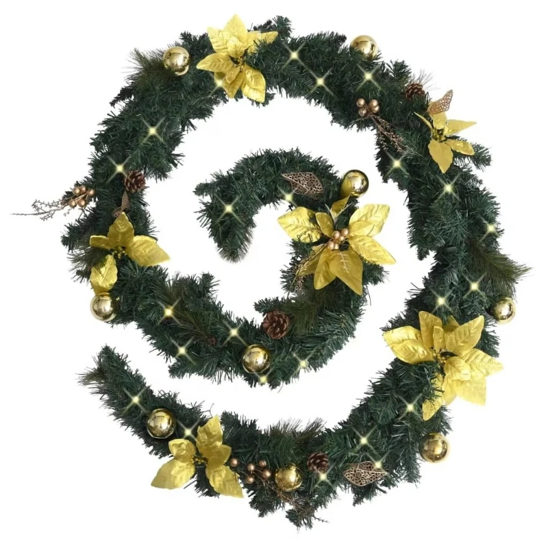 Green PVC Christmas Wreath with Light Emitting Diode Light Festive Wreath Decoration
