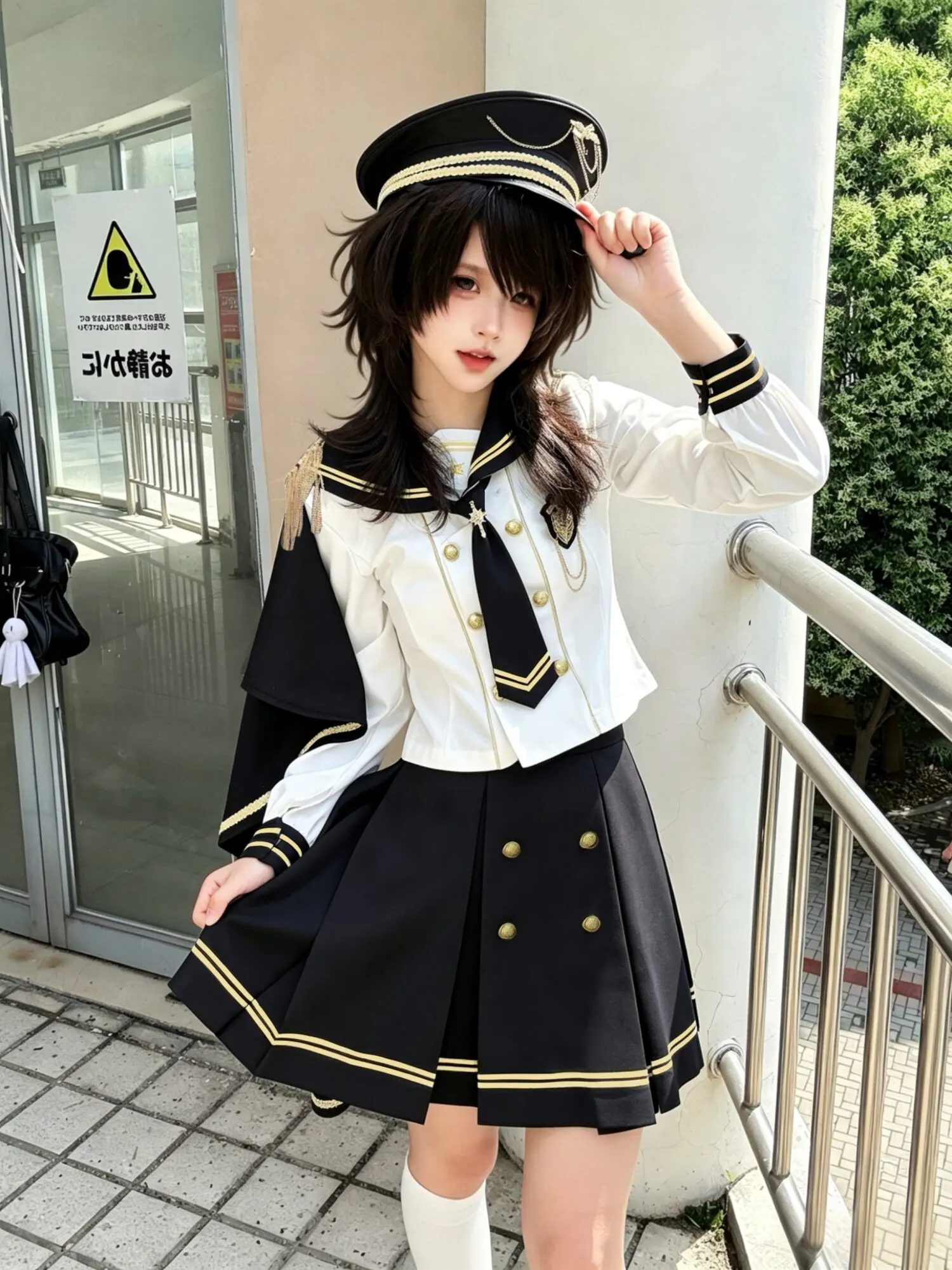 JK Sailor Suit Sweet and Handsome Suit Lolita 3 Piece Set Long Sleeve/ Short Sleeve Top Tassel Cape 39cm/70 Cm Pleated Skirt view 3