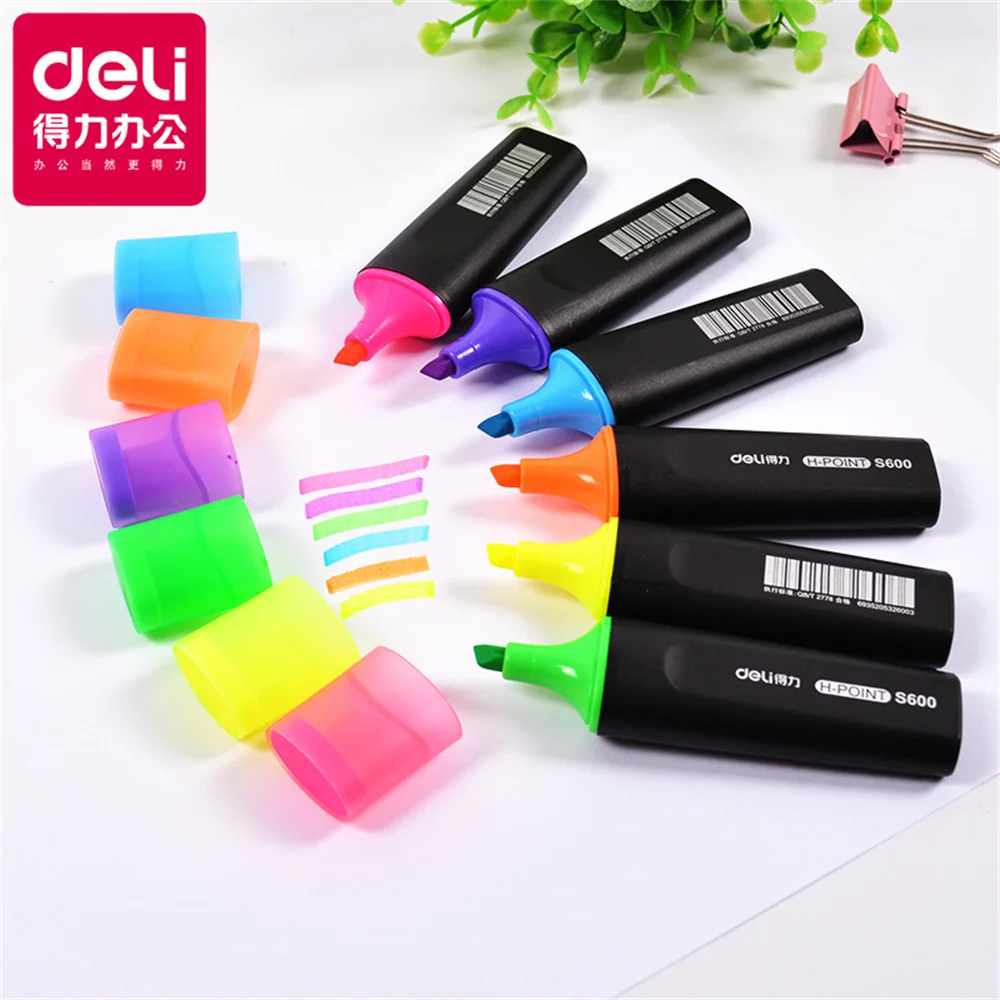 

Deli Bright Fluorescent Highlighter Art Drawing Markers Office School Supply Stationery Student Party Gift Pen