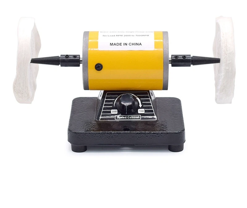 Mini Benchtop Polisher Variable Speed Dual Wheel Jewelry Buffing Machine Precision Compact for Metal Grinding Polishing SIP60