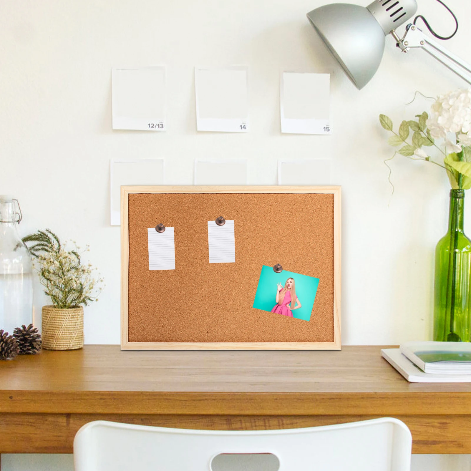 

1Set Small Cork Board Bulletin Board Wood Frame Display Message Memo Reminder Notice Office Photo Wall Organizer