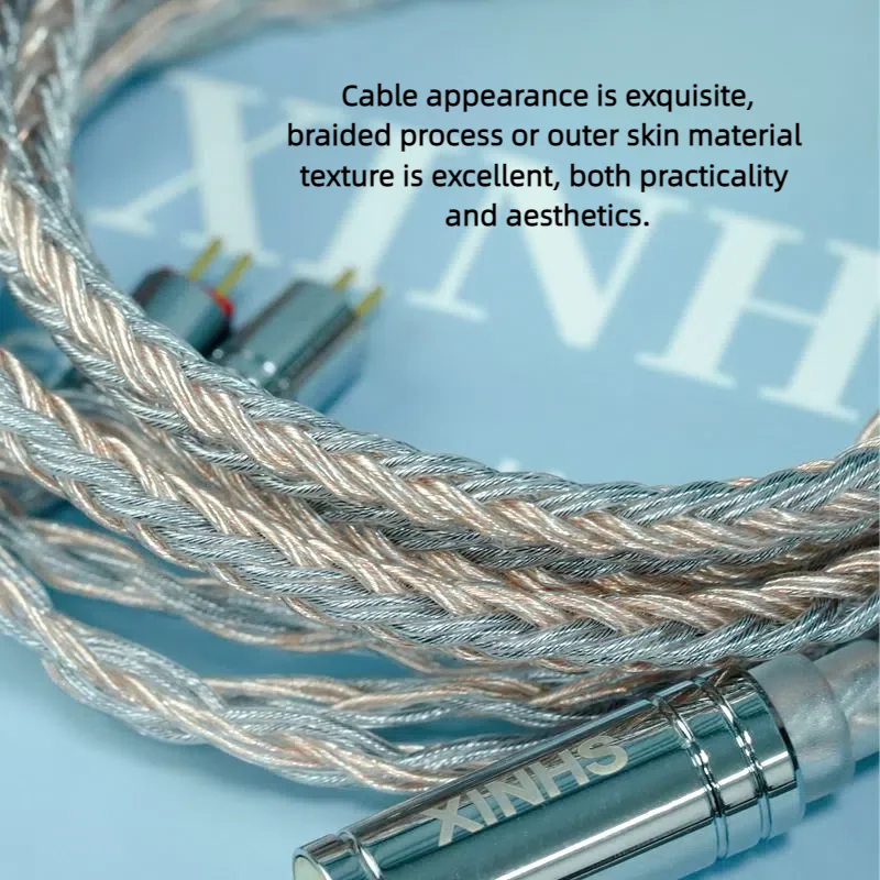 XINHS XH09D 16-adriges 5N-Einzelkristall-versilbertes HiFi-Kopfhörer-Upgrade-Kabel mit 0,78 mm 2PIN/MMCX/TFZ/KZ QDC – Detail 3
