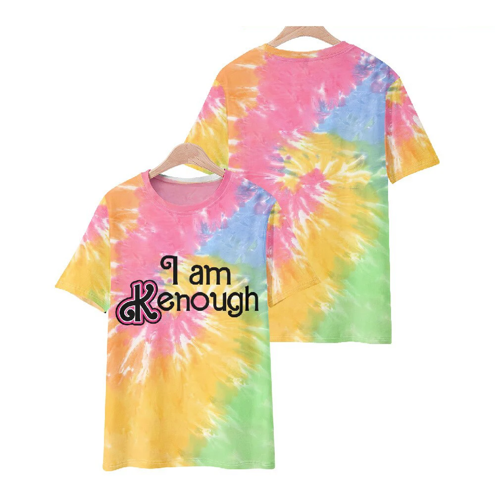 I Am Kenough T-Shirts Tie Dye 3D Print Summer Men Women Casual Short Sleeve T Shirt Harajuku Oversized Tees Tops Kids Clothing