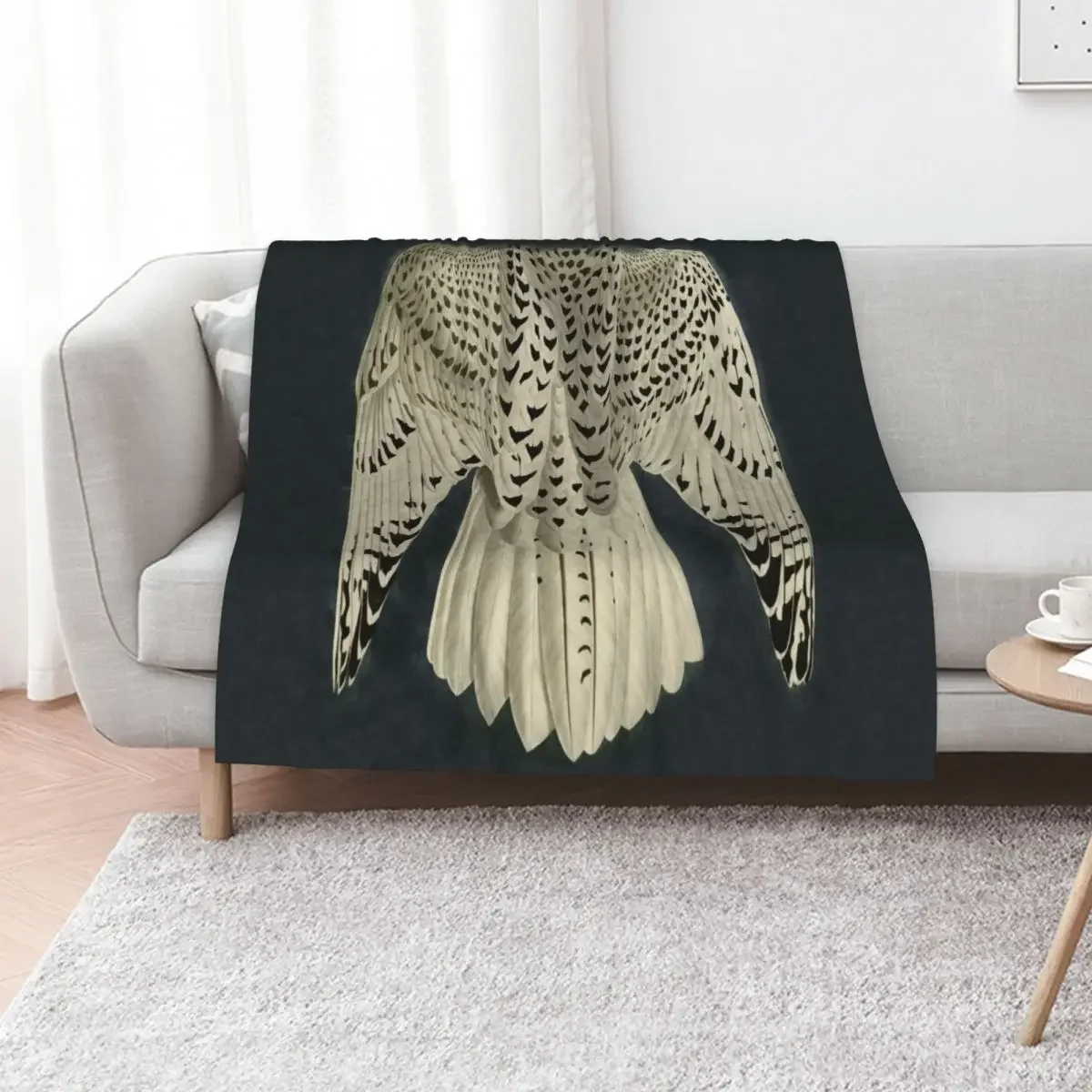 

Wings / Fragments of Iceland or Jer Falcon by J.J.Audubon / Vintage birds / Feathers Texture dark background Throw Blanket