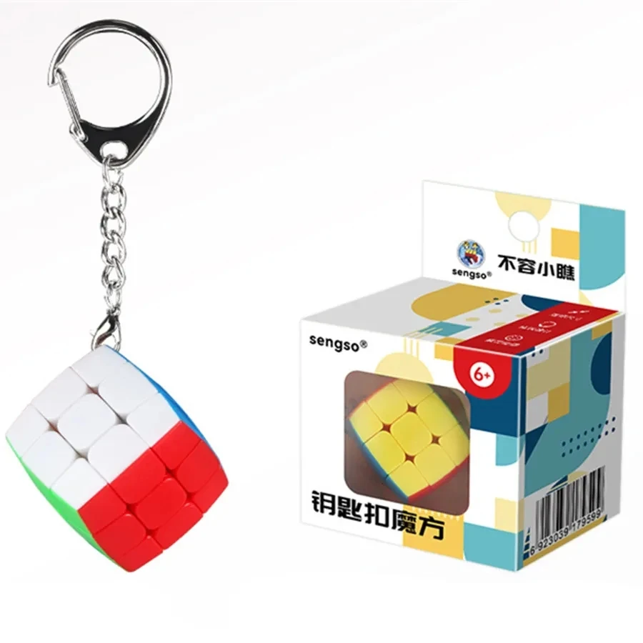 Sengso Key Chain 3x3 Mini Magic Cube 3x3 Bread Magic Tower KeyChain  Backpack decoration Cubo Magico Puzzle Toy Children Gift