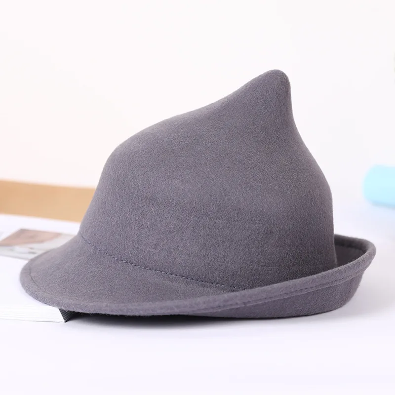 High Quality 100% Wool Modern Halloween Witch Hat Women Party Hat Festival Party Winter Cute Cap