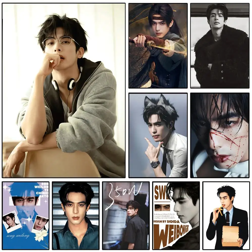 Hot Sale Actor Song Weilong Painting Calligraphy Canvas Wall Art Living Room Bedroom Hallway ClearyPrint&Gift