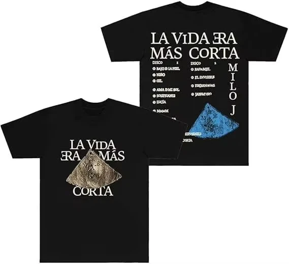 2026 Spanish Quote Double Sided Graphic Tee, Abstract Pyramid Art Print Short Sleeve Shirt, Vintage Loose Tshirt For Men Women