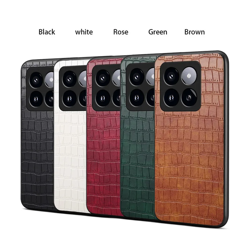 EUCAGR Luxury Crocodile Pattern Leather Phone Case For Xiaomi 14 Ultra 14Pro 13T Pro 13Ultra Shockproof Soft TPU Back Cover