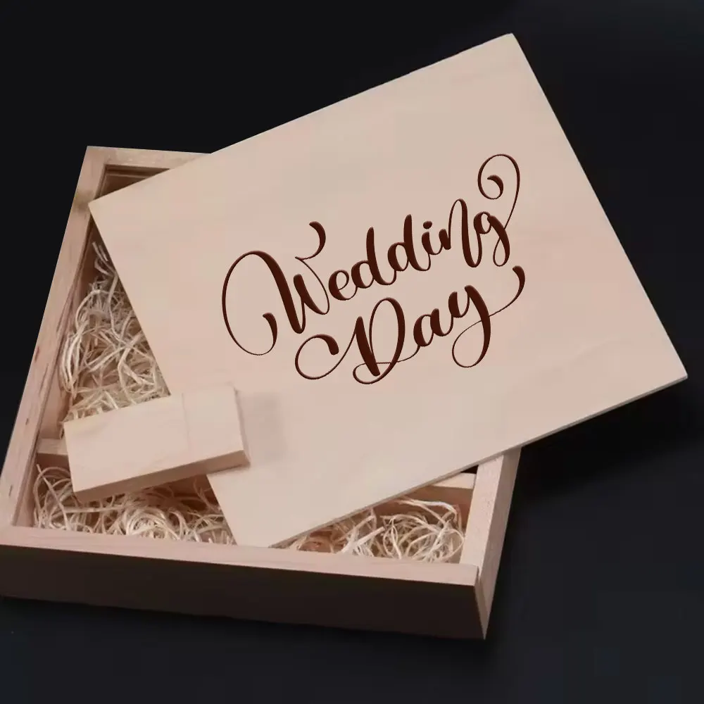 

Free custom logo Wooden Photo Album Box USB 2.0 Flash Drives 32GB Memory Stick 64GB Creative Wedding Gift crystal Pen Drive 4GB