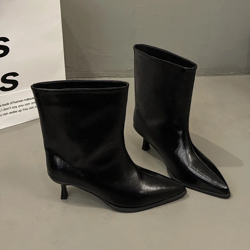 Winter Thin Low Heels Women Knee-High Boots Fashion Pointed Toe Wedding Party Shoes Ladies Elegant Slip On Long Booties image 5