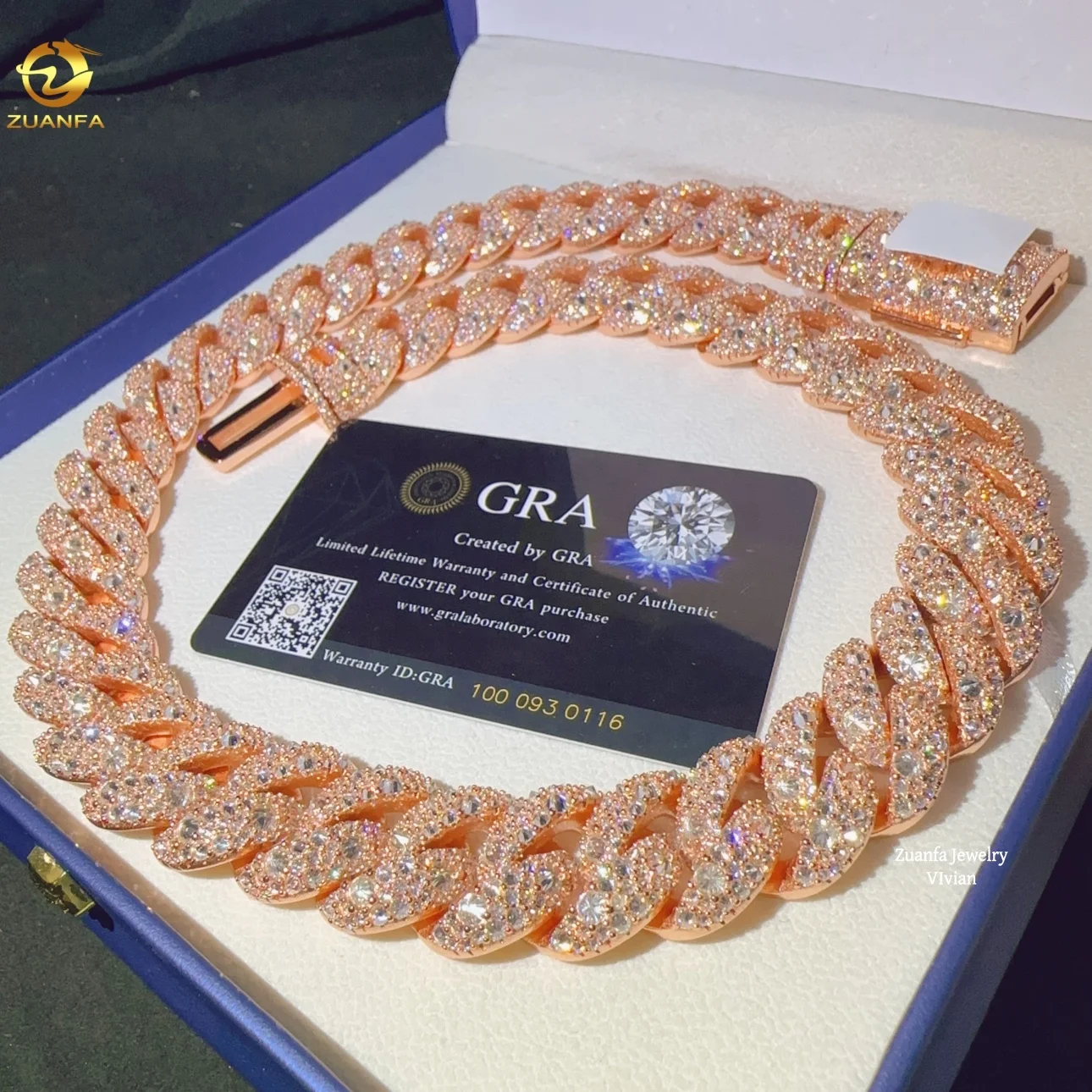 Down Upside Setting Mosaic Diamond Iced Out Sterling Silver 925 Hip Hop Pass Diamond Tester Cuban Link Chain Necklace.