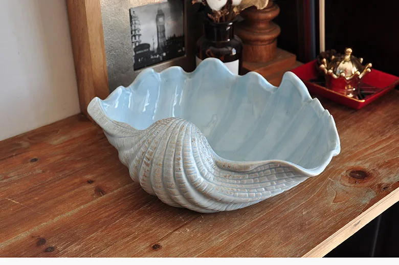 Rustic Seaside Ceramic Shell and Starfish Jewelry Tray | Fruit Display Bowl Home Decor Ornament Beach Style Serving Plate