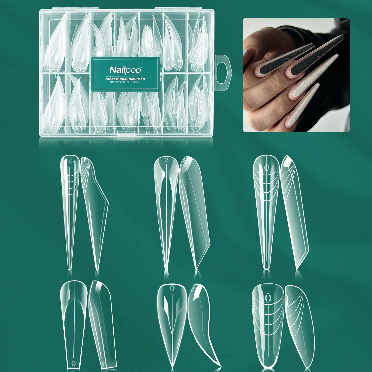 

Nailpop Dual Form Molds Multiple Shapes Available Full Coverage Acrylic Nail Extension Molds Reusable DIY Home Nail Art Salon