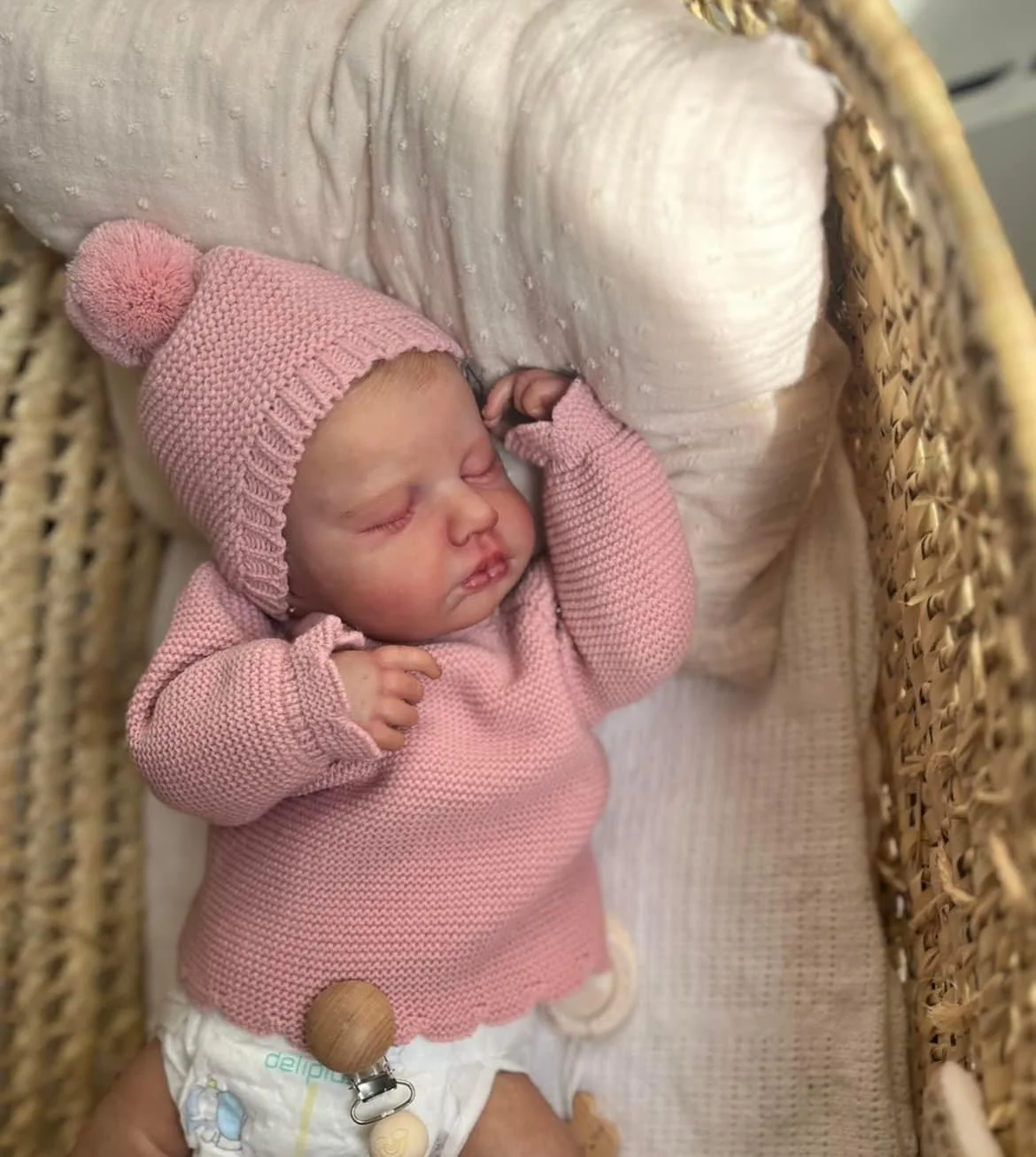 19inch Lifelike Newborn Baby Doll Handmade Soft Cuddly Body with 3D Skin Visible Veins Loulou Asleep High-Quality NPK Doll