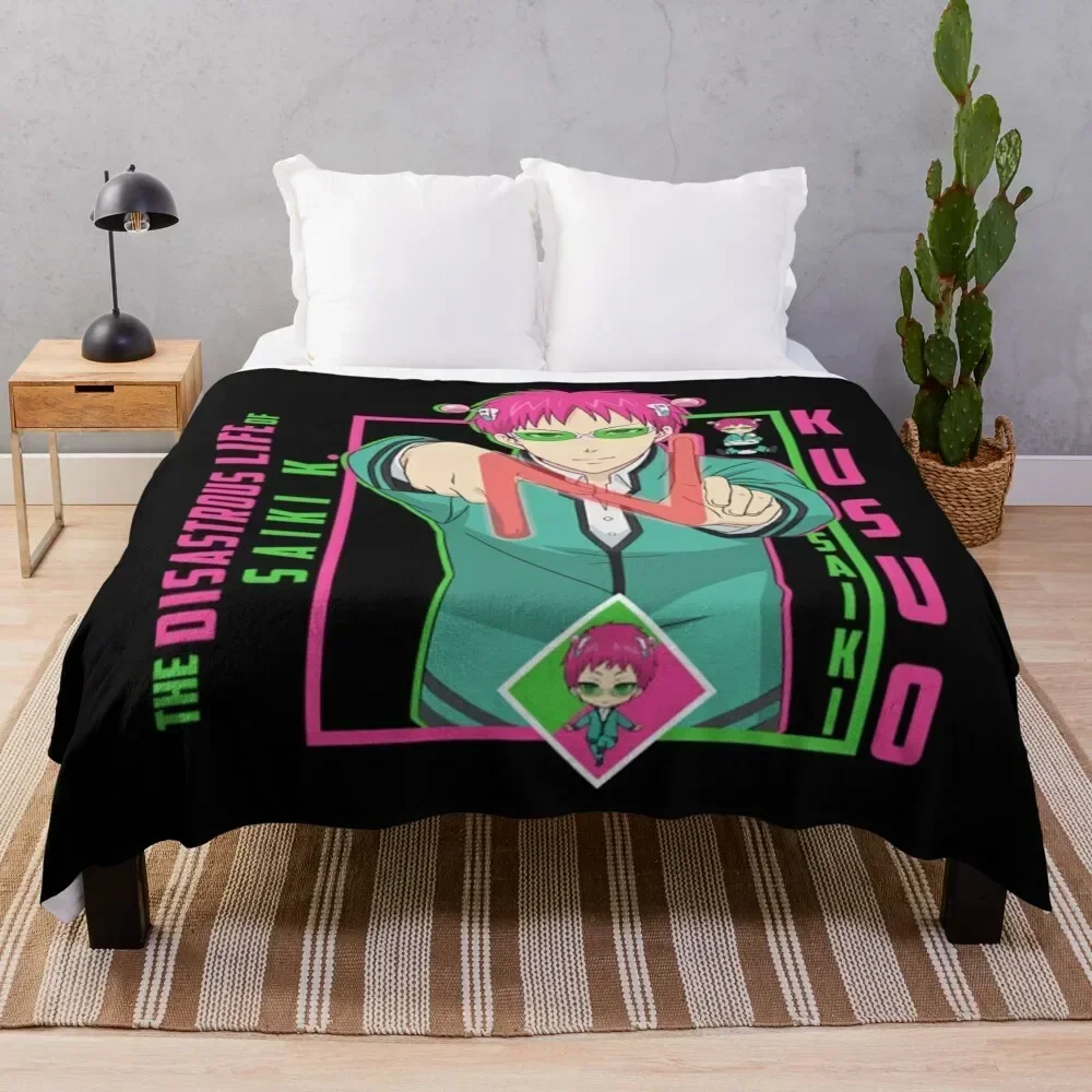 

Saiki K T-ShirtThe Disastrous Life of Saiki K. - Saiki Kusuo Throw Blanket for sofa Fashion Sofas Blankets