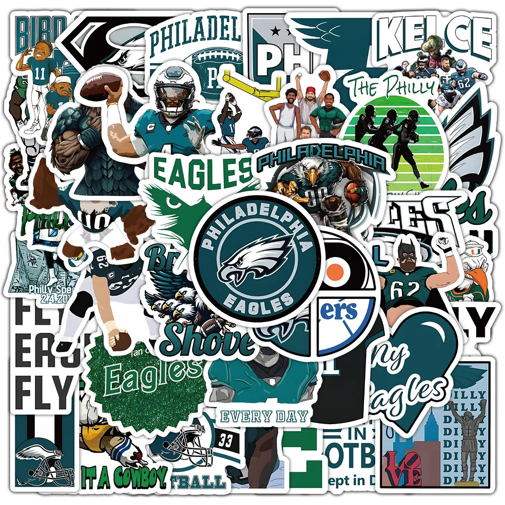 10/30/50PCS New Style Football Team Philadelphia Eagles Stickers Cartoon Helmet Tablet BottleGuitar Clip Wall Sticker Decoration