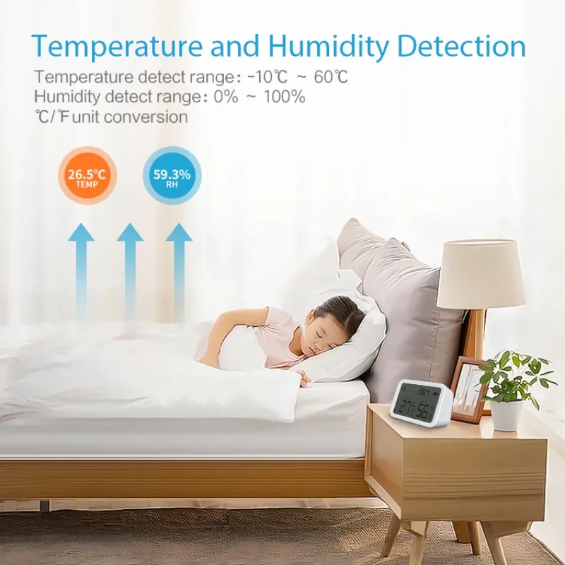 Tuya intelligent ZigBee/WIFI temperature and humidity illumination sensor alarm can be remotely controlled by mobile phone