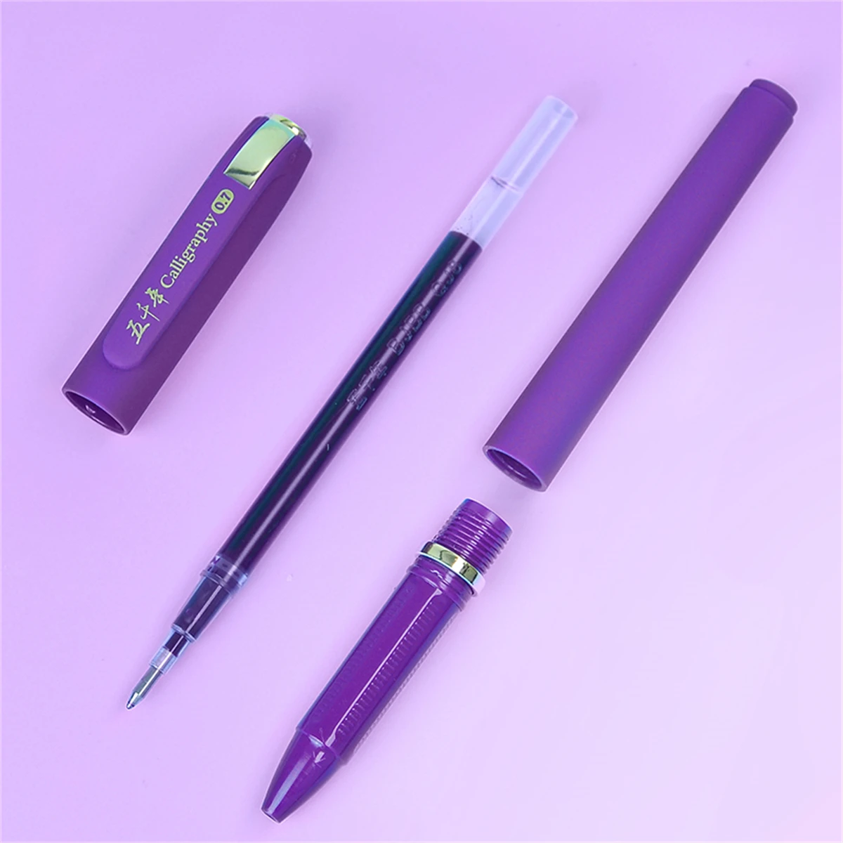 3pcs Purple Ink Gel Pens,, 1.0mm,for Writing, Large Capacity Refill, Office Supplies Back To Sochool Kawaii School Supplies