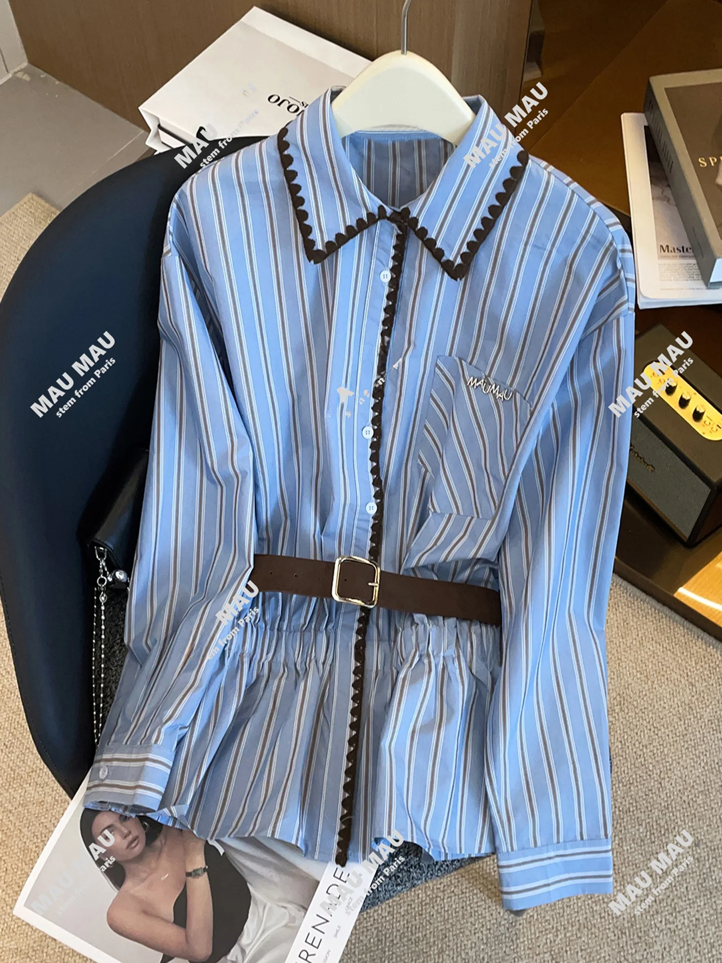 

Ele с вышитым подолом irt, женский модный дизайн премиум-класса, весенне-осенний полосатый приталенный топ, длинный све, повседневная одежда