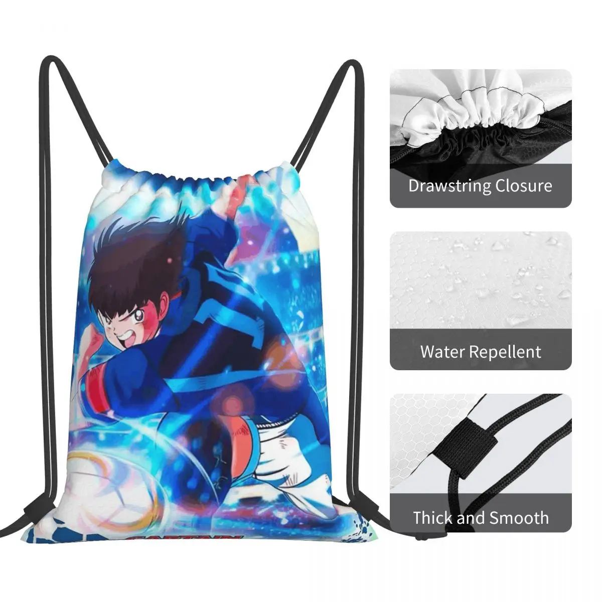 キャプテン翼アニメ漫画バックパックファッション巾着バンドルポケット雑貨バッグブックバッグ旅行学校用
