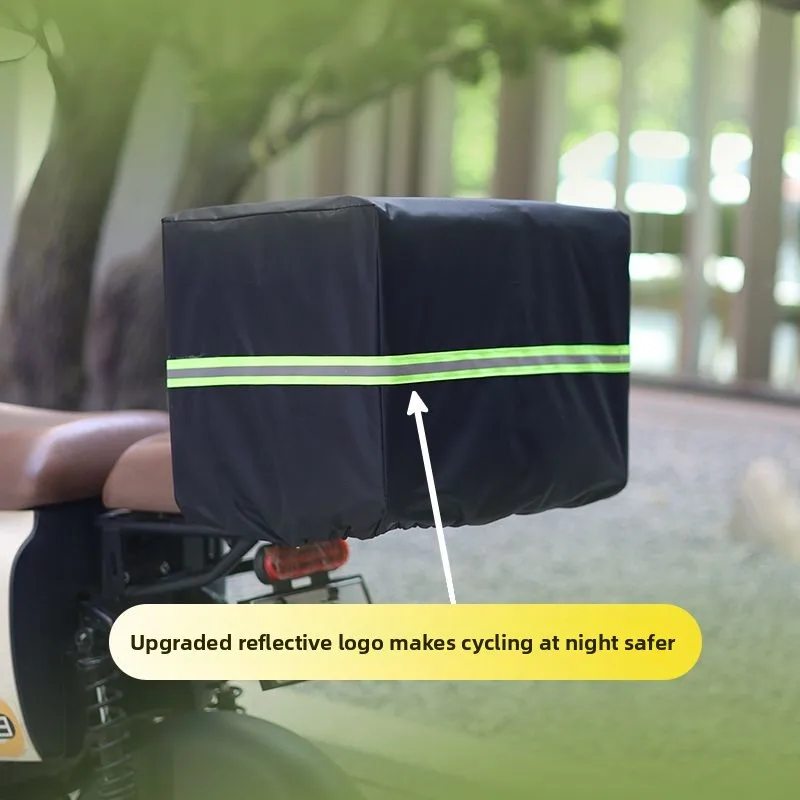 Motorcycle Trunk Rainproof and Dustproof Cover,bicycle Basket Cover,takeaway Box Waterproof Cover with Reflective Strips