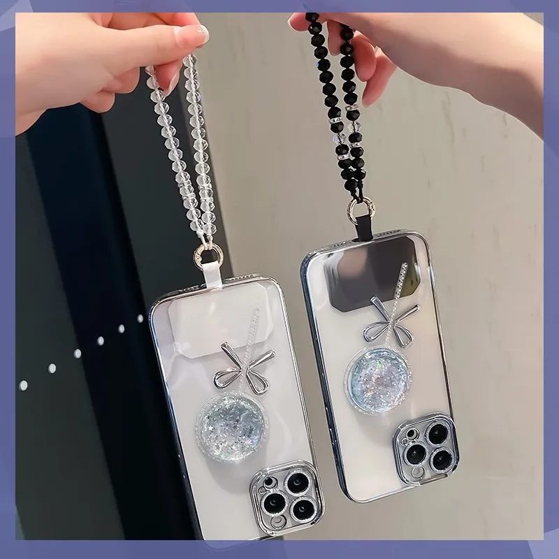 أو الهاتف الخليوي قصيرة الحبل حزام قلادة على الهاتف المعصم سلسلة صغيرة الطازجة كريستال سلسلة بدلاية الخرز مكافحة خسر قلادة #2