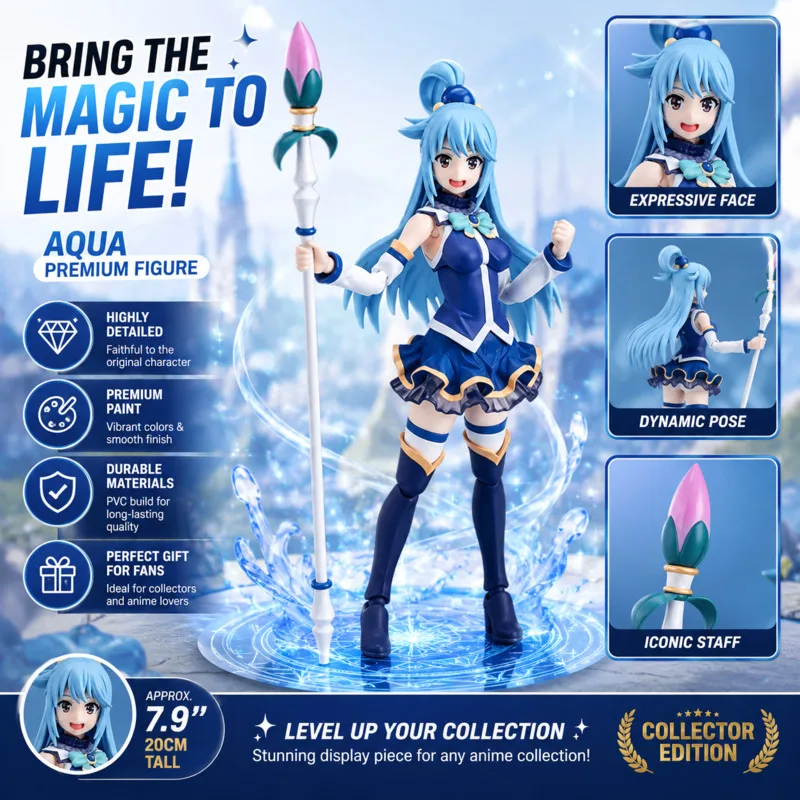 

Aqua KonoSuba God's Blessing Fully Articulated PVC Action Figure Collectible Desktop Room Decor Great Gift For Anime Fans Gift