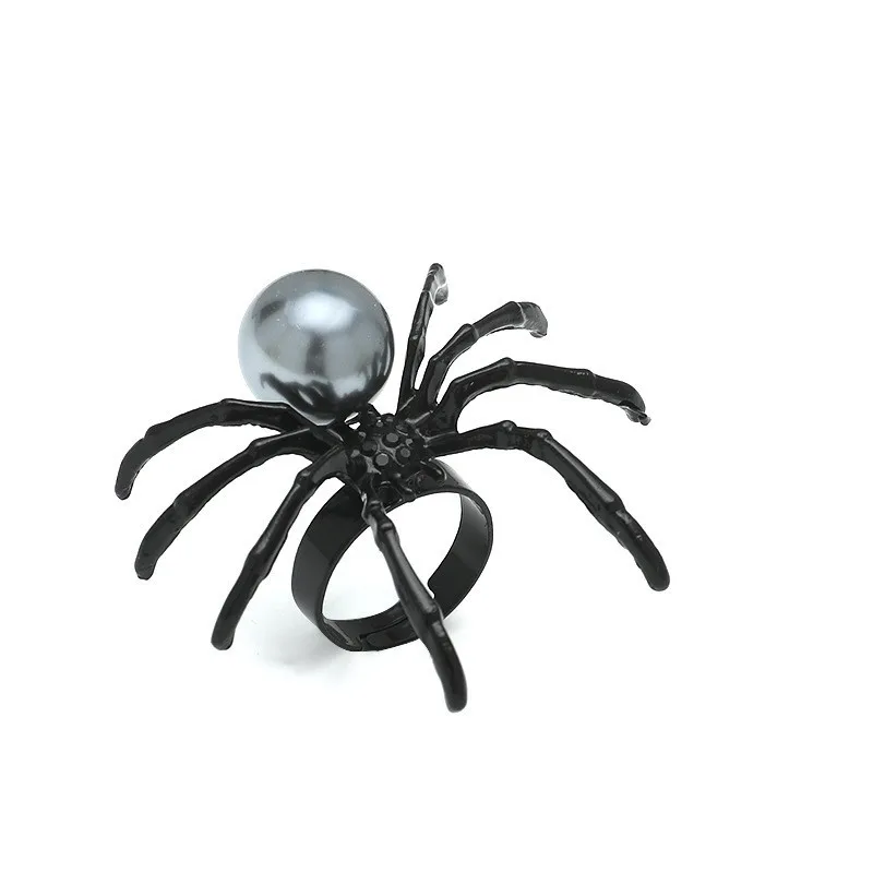 Gothic Punk Unregelmäßige Spinne Öffnung Ring Frauen Männer Mode Zirkon Schwarz Kristall Dark Tier Ring Hip Hop Party Finger Schmuck – Detail 23