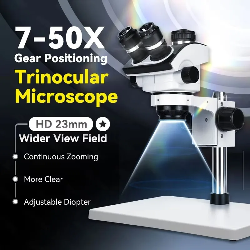 20267X 50X 23mm Wider View Field Trinocular Stereo Microscope for Mobile Electronic Repair