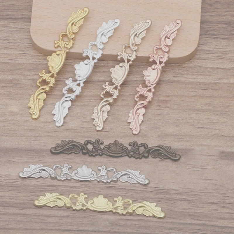 20 Pieces Openwork Design Long Floral Metal Copper Finish Traditional-Style Hair Accessories DIY Brooches Hair Ornaments Making