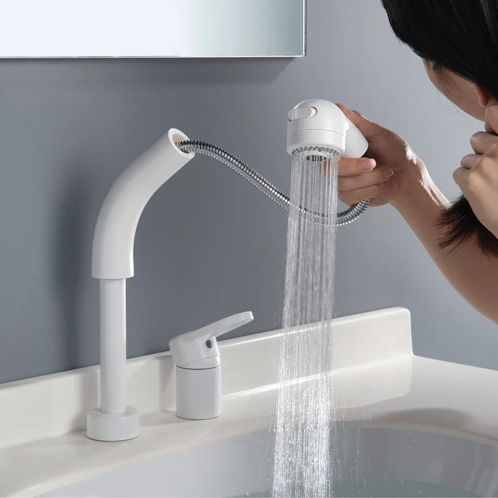 apply to Pull Basin Faucet Rotatable White Brushed Gold