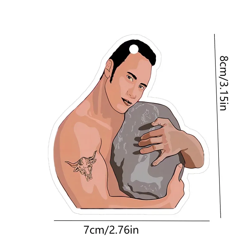 Car Air Freshener Funny Muscle Man Hugging Rock Meme Hanging Scent Card for Car Rearview Mirror Decor Ornament Gift