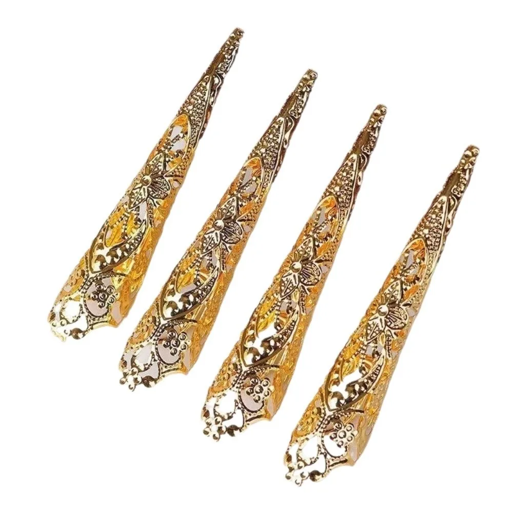 10PCS Adjustable Opening Claw Ring Antique Style Hollow Design Fingertip Nail Ring Vintage Style Punk Style Finger Ring