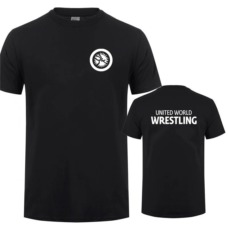 United World Wrestling UWW Men T Shirt Funny Cool Summer New Cotton Short Sleeve Tee Shirts O-Neck T-shirt Man LH-592