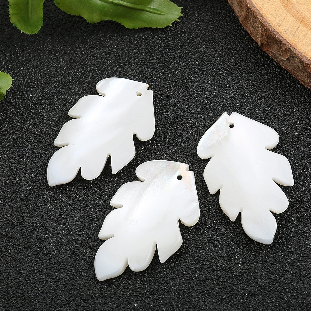 White Sea Shell Leaf Pendant Natural Carved Mother of Pearl Beads Charms for Jewelry Making Handmade Earring Necklace DIY Crafts