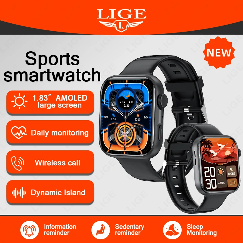 

LIGE 2026 Smart Watch 1.83" Display Daily Health Monitor Sport Music Smart Watches For Men Custom Watch Faces Smartwatches Women