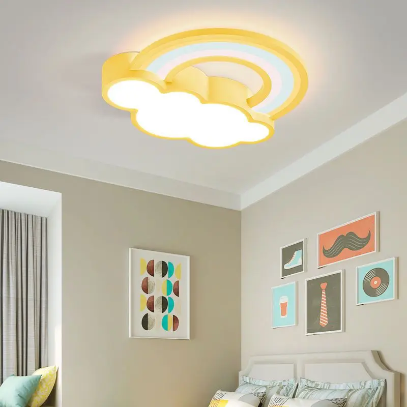 Moderno led dos desenhos animados lâmpada do teto crianças iluminação do quarto sala de estar nuvem arco-íris lustre crianças nordic decoração interior luz