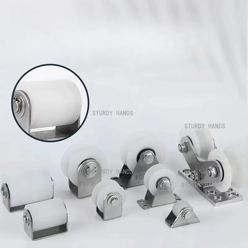 1pc Stainless Steel Track Wheel Nylon Silent Bearing Wheel U-shaped Steel Wire Rope Lifting Household Hardware Accessories