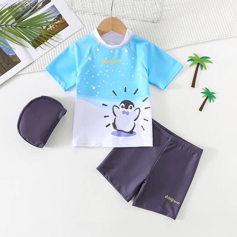 2-8T Toddler Kid Baby Boy Swimwear Summer Siwm Clothes Set Short Sleeve Top Shorts Set Quick-dry Sunscreen Swimsuit Outfit