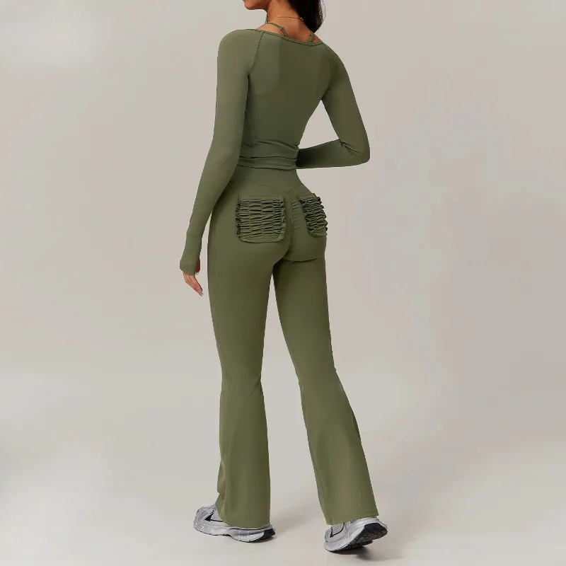 النساء مقاعد يوجا 2 قطعة عالية الخصر سريعة الجافة متوهج اللياقة البدنية تجريب الملابس لينة تمتد طماق الصالة الرياضية أكتيفيوير 2025 جديد