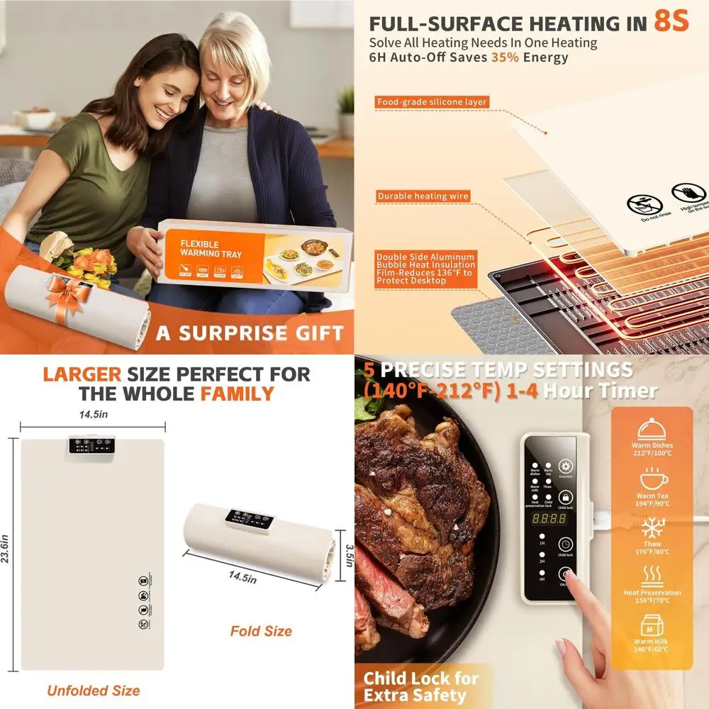 

Портативный электрический силиконовый коврик для подогрева еды, регулируемая температура, белый