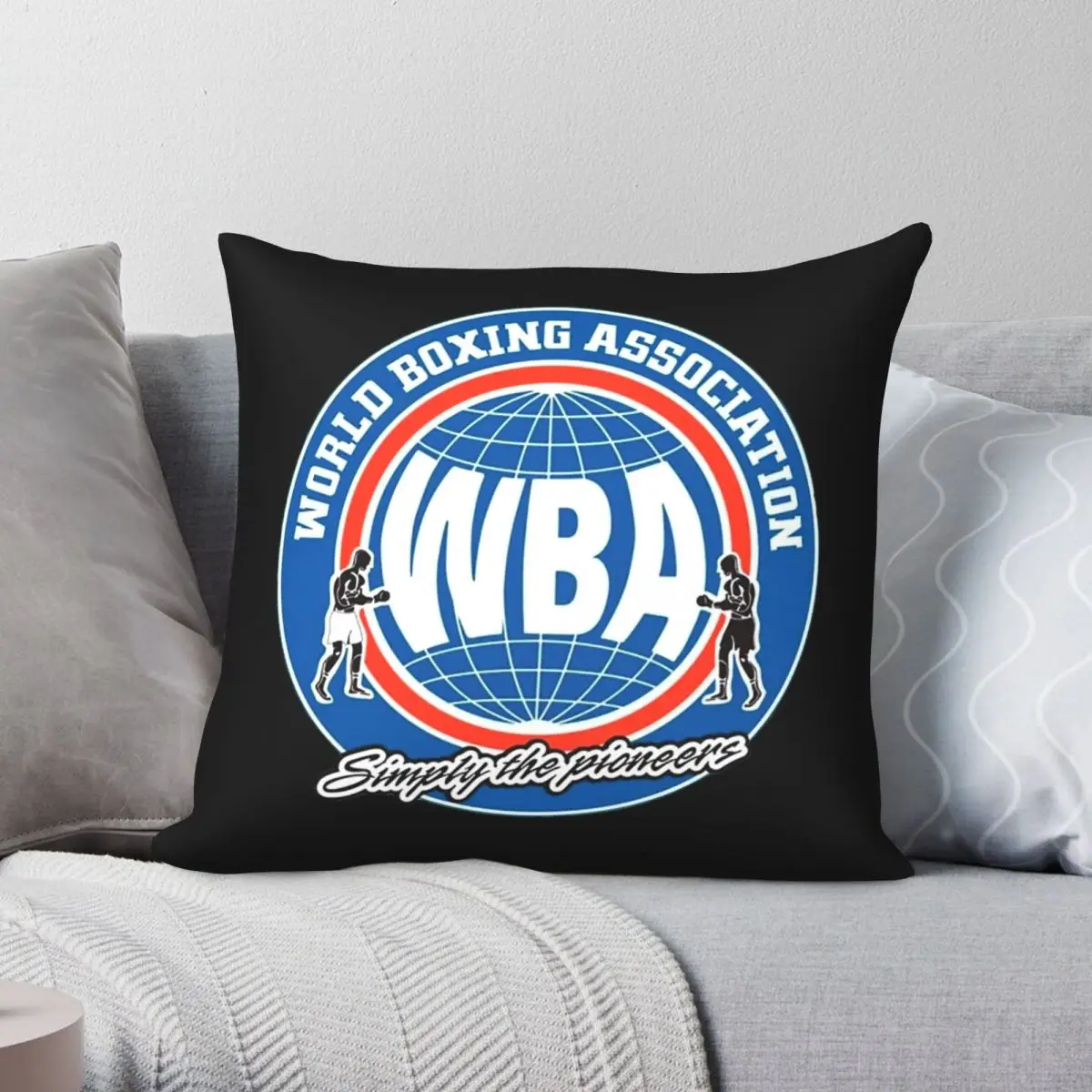 World Boxing Association Pillowcase Polyester Linen Velvet Pattern Zip Decor Throw Pillow Case Car Cushion Case 18