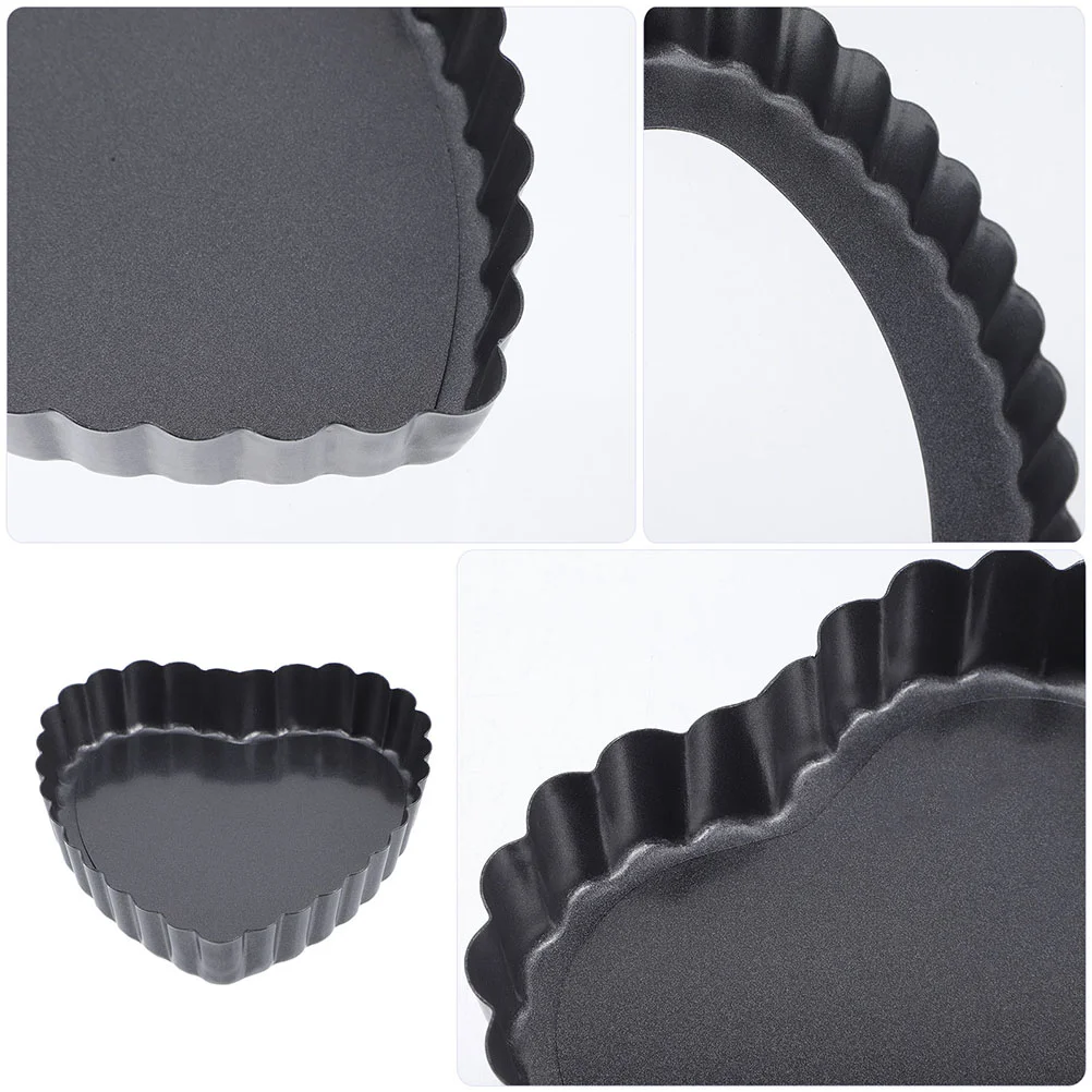 6 PCS Heart Shaped Live Bottom Tart Pan Small Cake Pans for Baking Tray Mini Muffin Cookie Molds Pie Plate Plates