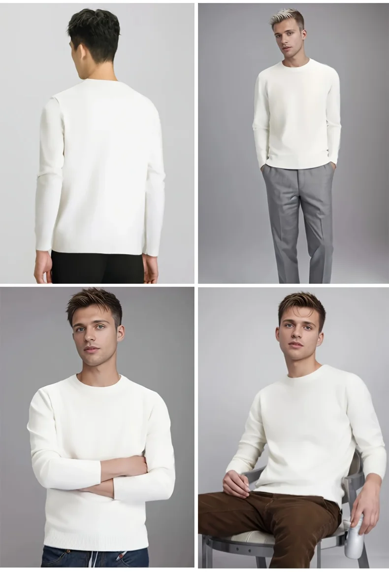 

LVLAEA однотонная мужская осенне-зимняя одежда для дома, рубашка с U-образным вырезом и длинным рукавом, модный повседневный дышащий вязаный пуловер для мужчин