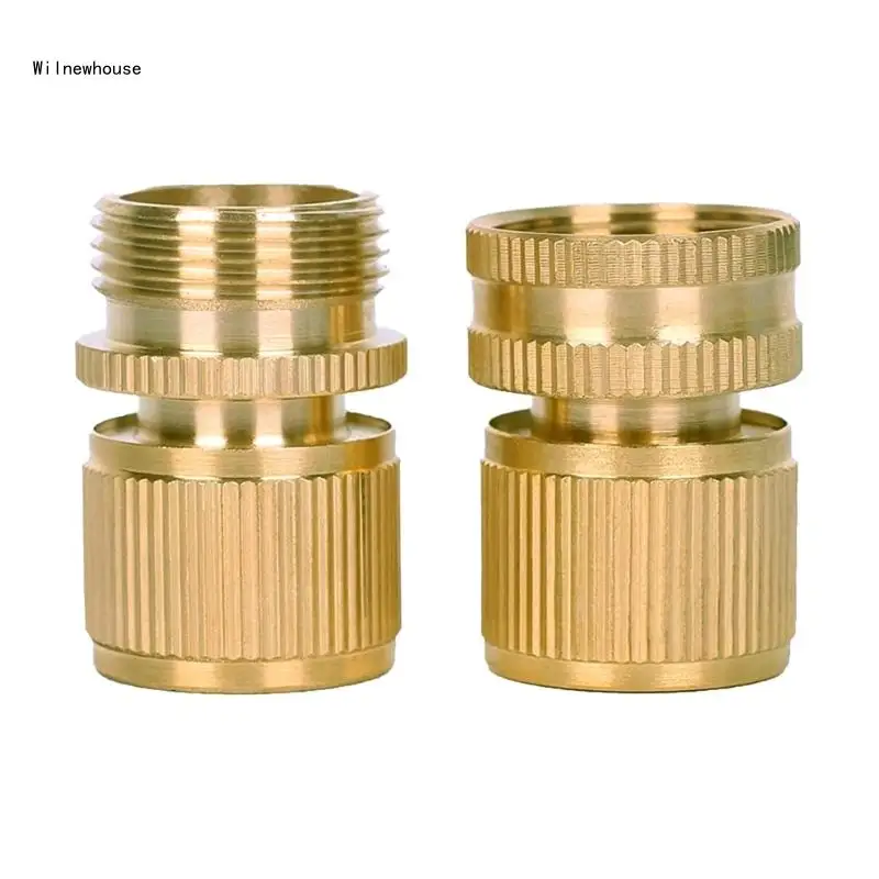 

2Pcs 3/4" Brass Quick Connector Metal Faucet Water Adapter for Shower Tube Garden Yard Watering Equipment Dropship