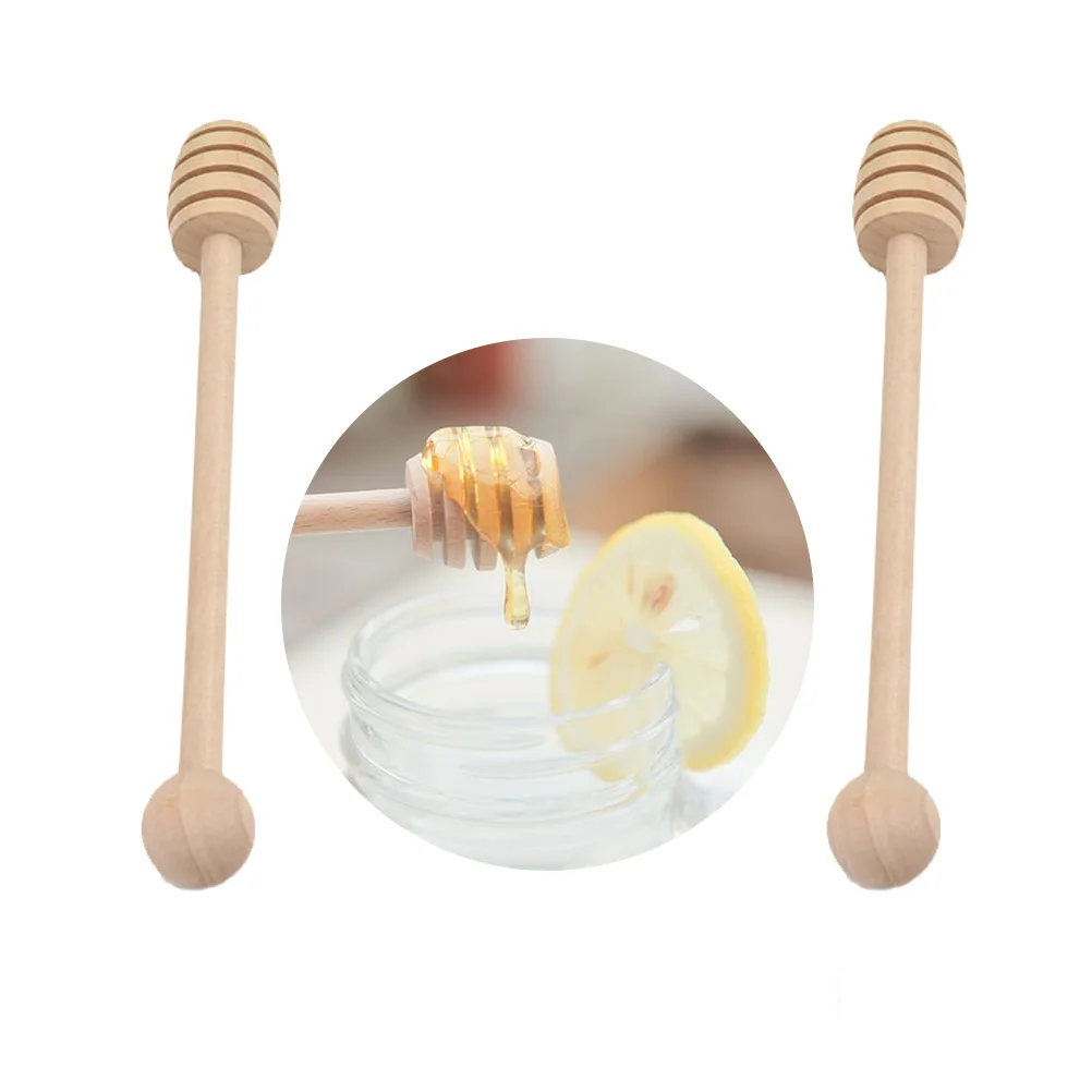 

2pcs Honey Stirrer Deep Grooved Wooden Stick for Honey Syrup Caramel Kitchen Gadgets Stirring Rod Bee Gift