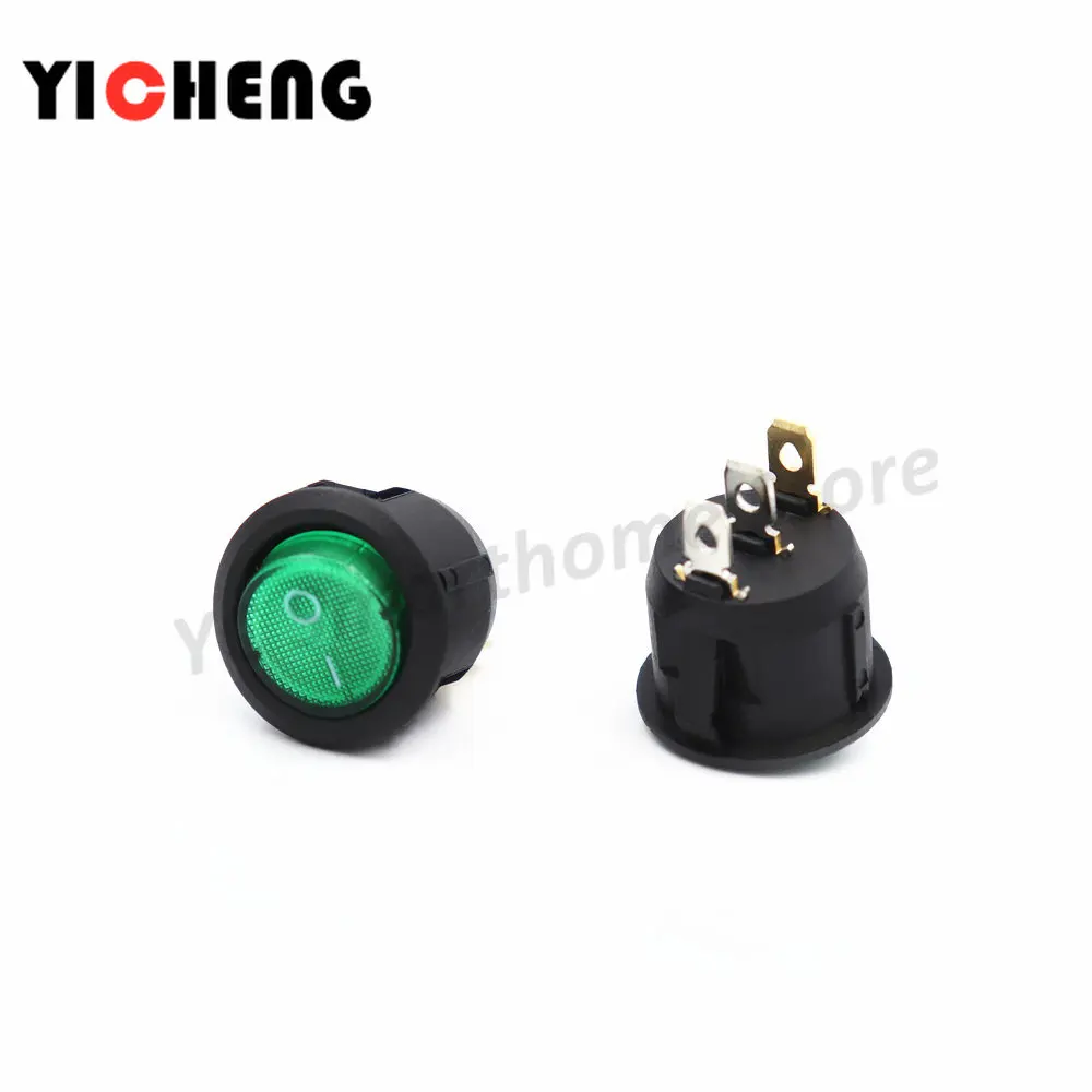1Pcs KCD1 12V/220V ON/OFF 3Pin รอบ Rocker สวิทช์ไฟ LED ส่องสว่างด้วยแสง,สวิทช์ไฟ
